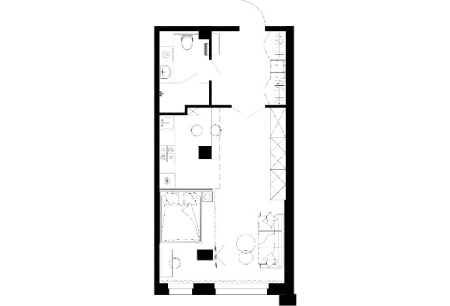 1-комнатная, 46.52  м² в Чайка