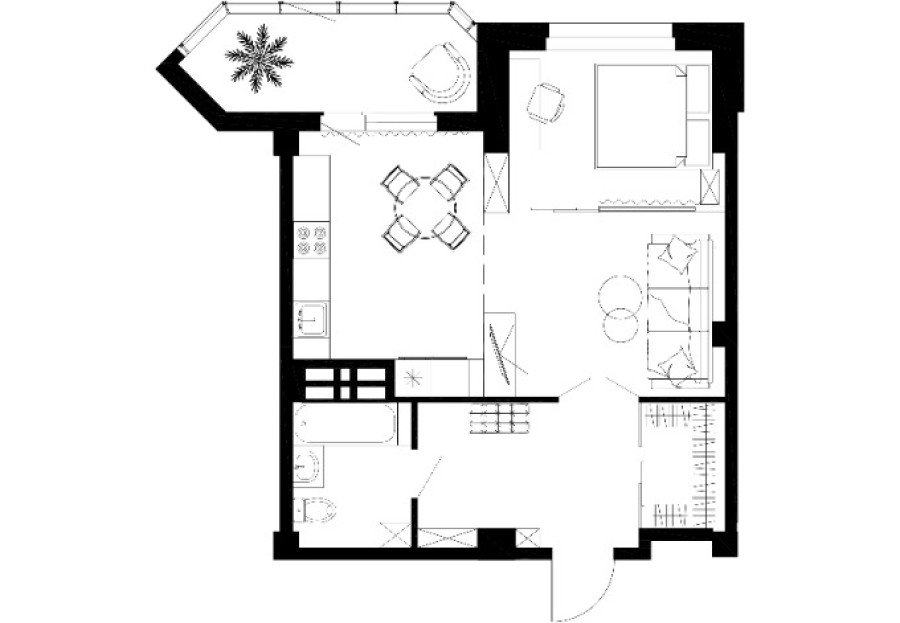 1-комнатная, 48.74 м² в Чайка